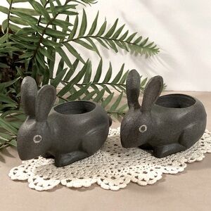 Crate & Barrel Metal Bunny Rabbit Candle Holders Set